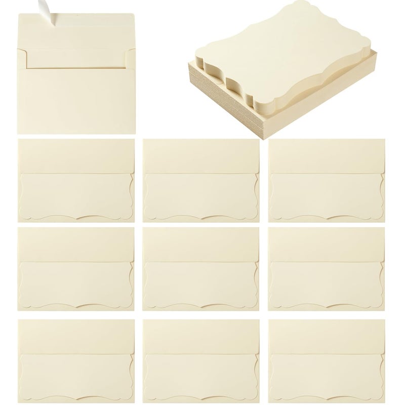 Toperd 100 Pack A7 Envelopes with Colorful Blank 5 x 7 Cards Self-Adhesive Business Envelopes Invitations Cards Envelopes (Cream, A7) - Image 1